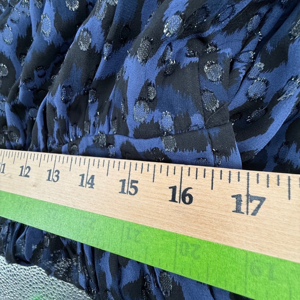 Kate Spade New York Silk Maxi Dress Medium Blue Black Leopard Print Sequins - Picture 11 of 13